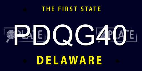 PDQG40 Delaware License Plate