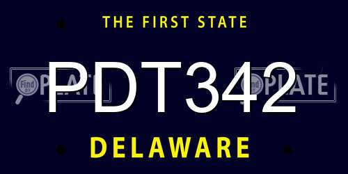 PDT342 Delaware License Plate