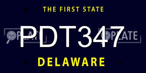 PDT347 Delaware License Plate