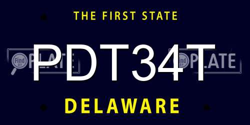 PDT34T Delaware License Plate