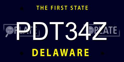 PDT34Z Delaware License Plate