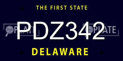 PDZ342 Delaware License Plate