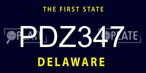 PDZ347 Delaware License Plate