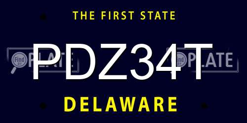 PDZ34T Delaware License Plate