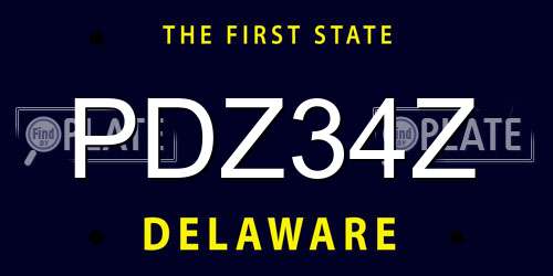 PDZ34Z Delaware License Plate