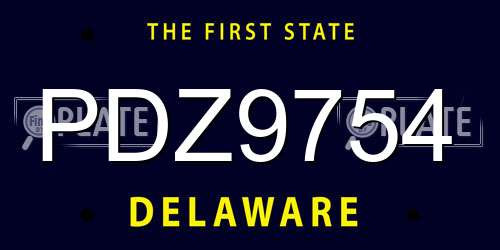 PDZ9754 Delaware License Plate
