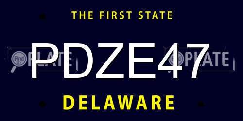 PDZE47 Delaware License Plate
