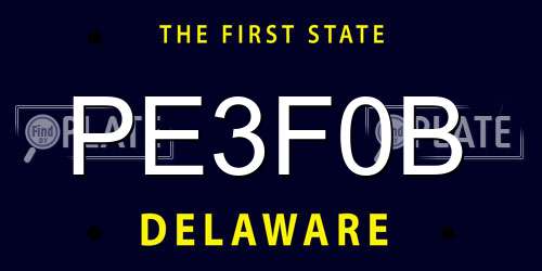 PE3F0B Delaware License Plate