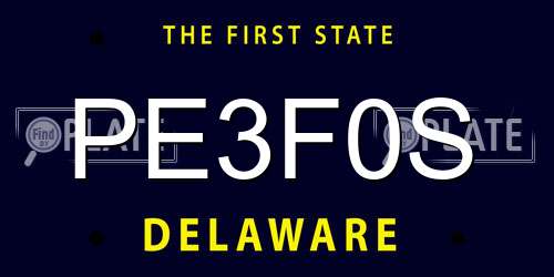 PE3F0S Delaware License Plate
