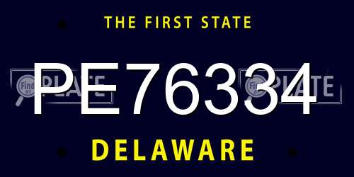 PE76334 Delaware License Plate