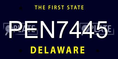 PEN7445 Delaware License Plate