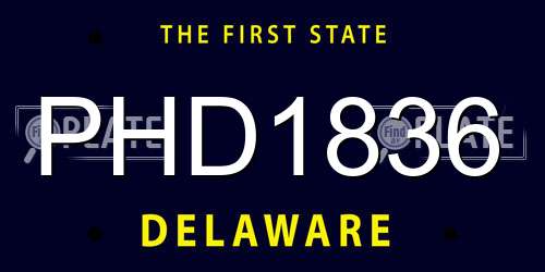 PHD1836 Delaware License Plate