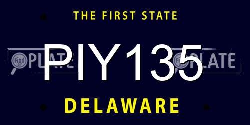 PIY135 Delaware License Plate