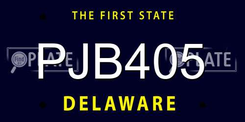 PJB405 Delaware License Plate