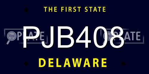 PJB408 Delaware License Plate