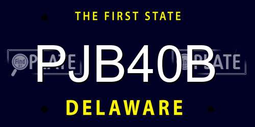 PJB40B Delaware License Plate