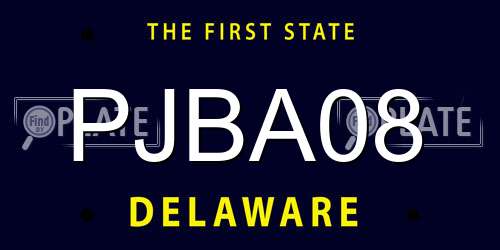 PJBA08 Delaware License Plate