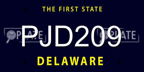 PJD209 Delaware License Plate