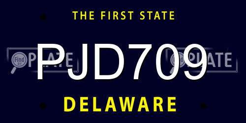 PJD709 Delaware License Plate