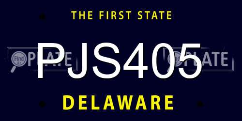 PJS405 Delaware License Plate