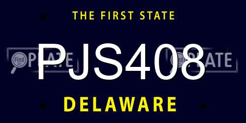 PJS408 Delaware License Plate