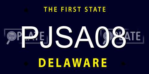 PJSA08 Delaware License Plate