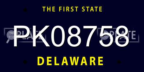 PK08758 Delaware License Plate