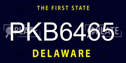 PKB6465 Delaware License Plate