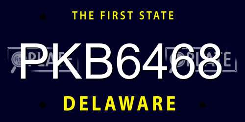 PKB6468 Delaware License Plate