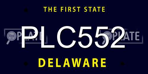 PLC552 Delaware License Plate