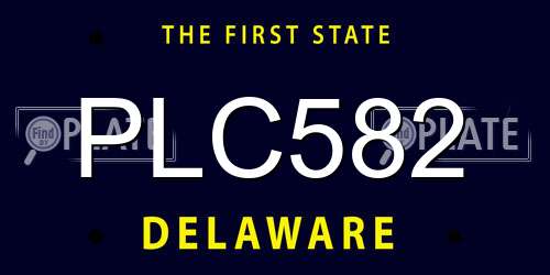 PLC582 Delaware License Plate