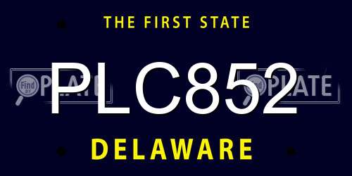 PLC852 Delaware License Plate