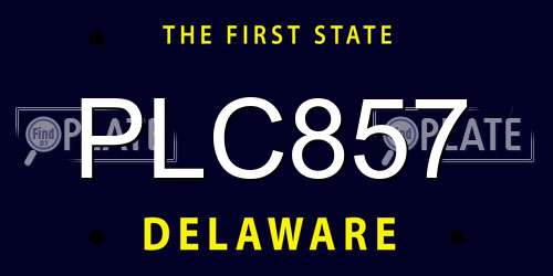 PLC857 Delaware License Plate