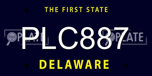 PLC887 Delaware License Plate