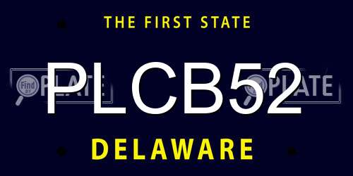 PLCB52 Delaware License Plate