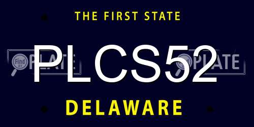 PLCS52 Delaware License Plate