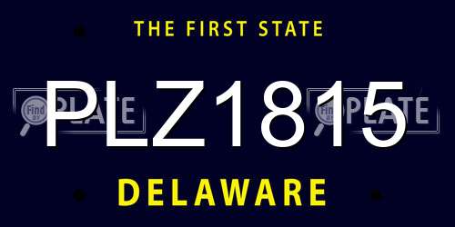 PLZ1815 Delaware License Plate