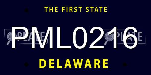 PML0216 Delaware License Plate