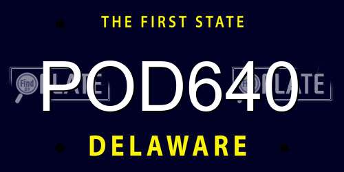 POD640 Delaware License Plate