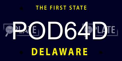 POD64D Delaware License Plate