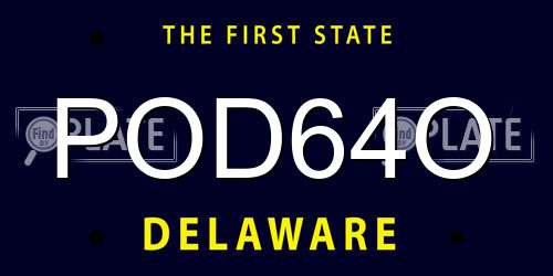 POD64O Delaware License Plate