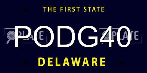 PODG40 Delaware License Plate