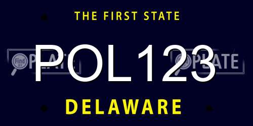 POL123 Delaware License Plate