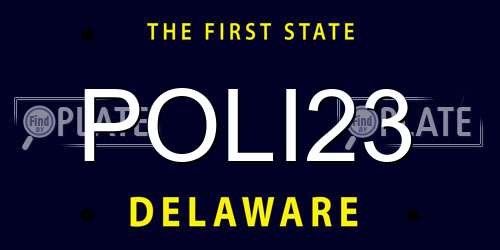 POLI23 Delaware License Plate