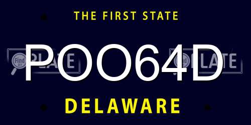 POO64D Delaware License Plate