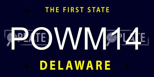 POWM14 Delaware License Plate