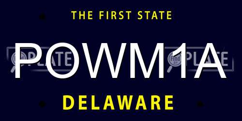 POWM1A Delaware License Plate