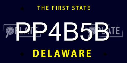 PP4B5B Delaware License Plate