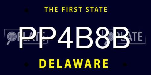 PP4B8B Delaware License Plate
