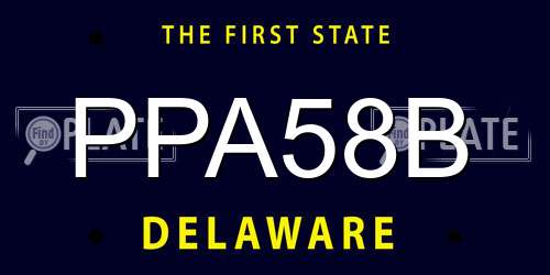PPA58B Delaware License Plate